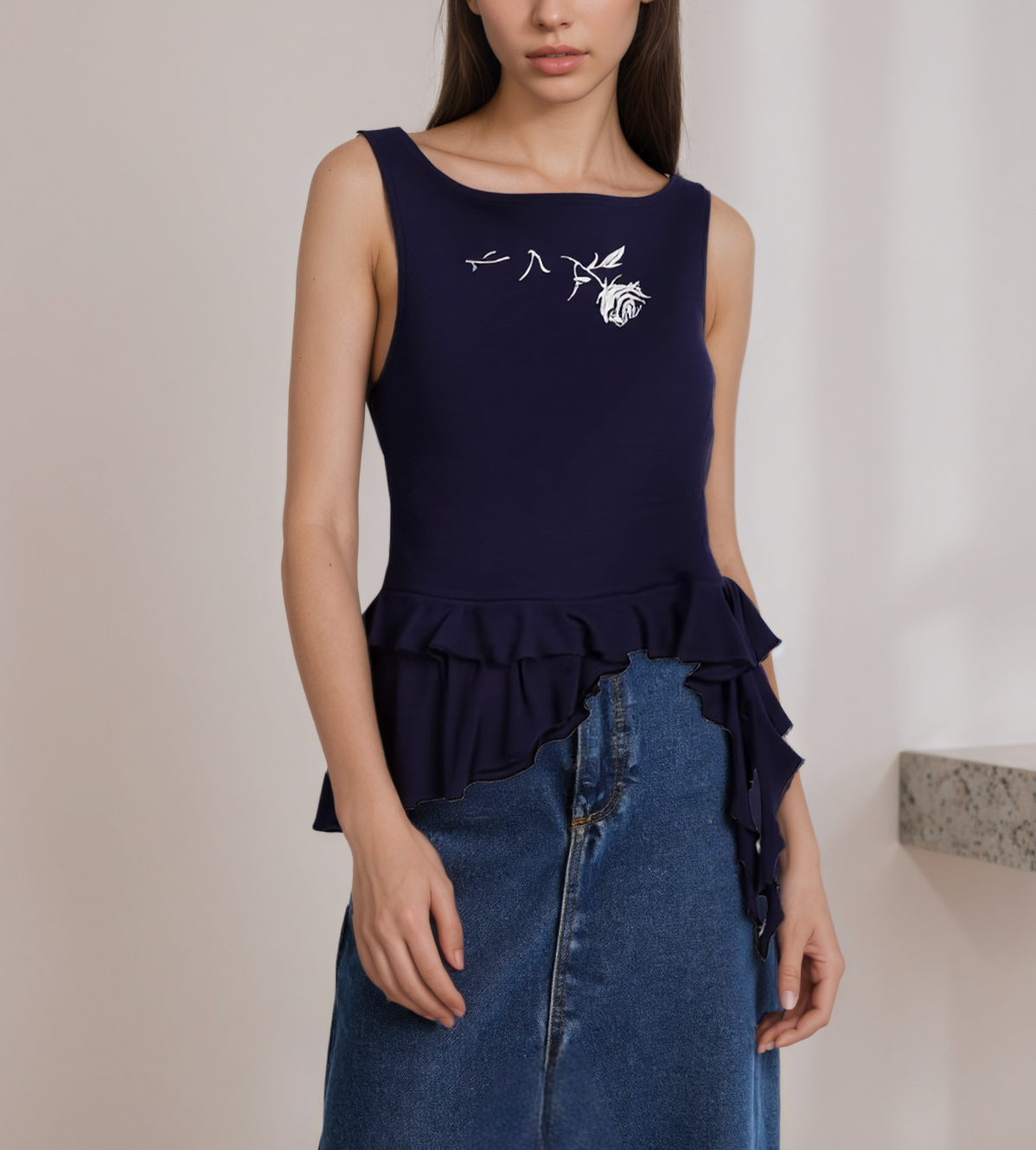 Professional Navy Blue Knit Sweater